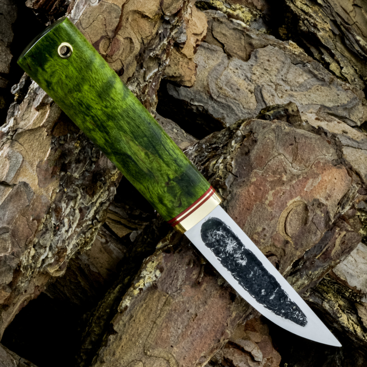 Нож ЯКУТ ШЕЙНЫЙ, D2, карельская берёза