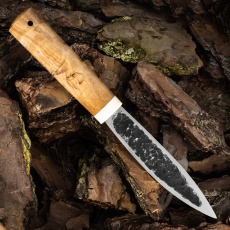 Нож ЯКУТ РЫБКА, K340, карельская берёза