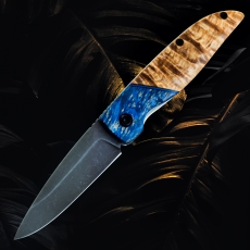 Складной нож ГРИБНИК, БУЛАТ, карельская берёза под камень