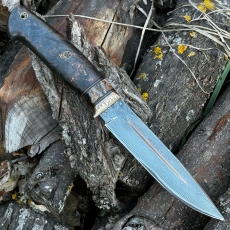 Авторский нож ЛАДЬЯ, ЛАМИНАТ K390 в нержавеющем дамаске, карбон + бронза 004