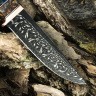 Подарочный нож ЛАДЬЯ, авторский мозаичный дамаск, карельская берёза
