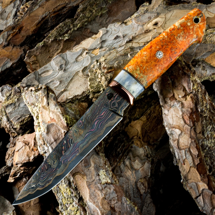 Авторский нож КАЙМАН, ЛАМИНАТ B600, стабилизированное дерево
