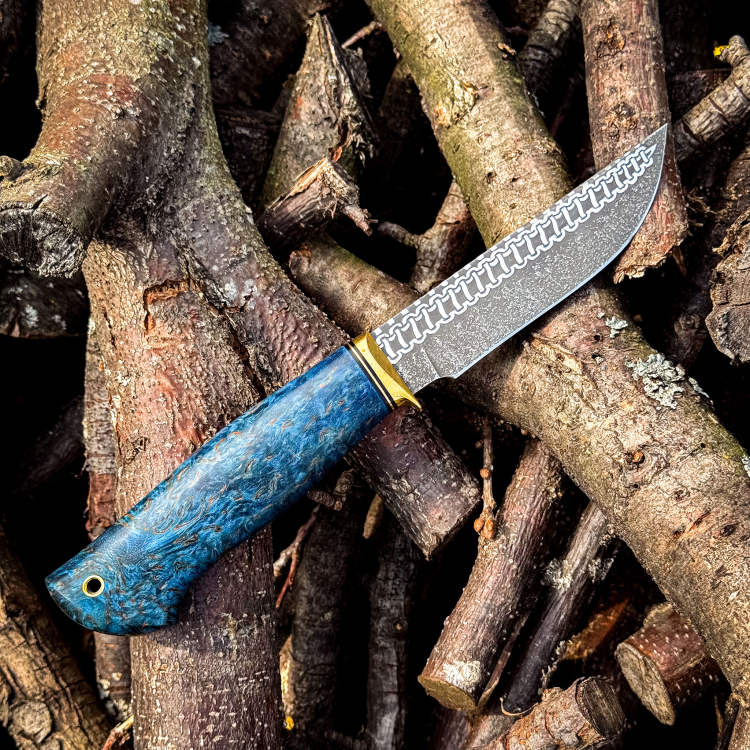 Нож АТАМАН глубокое художественное травление "Молния"